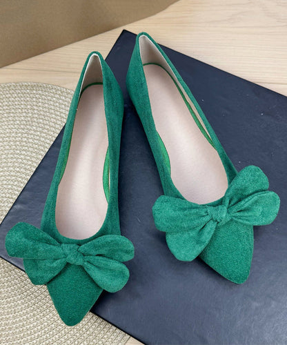 Casual Bow Splicing Flat Shoes For Women Yellow Suede