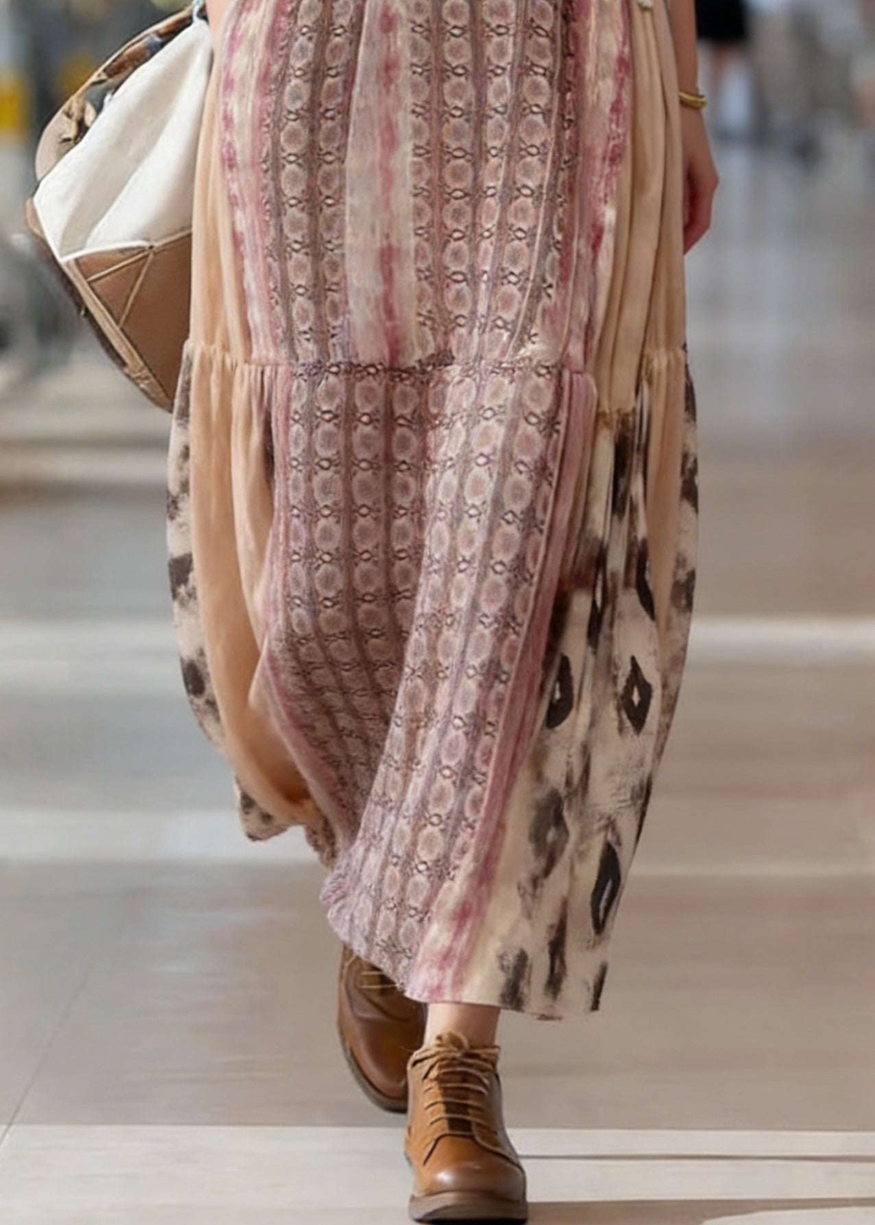 Casual Brown Patchwork High Waist A Line Skirts