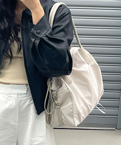 Casual Brown Solid Durable Nylon Shoulder Bags