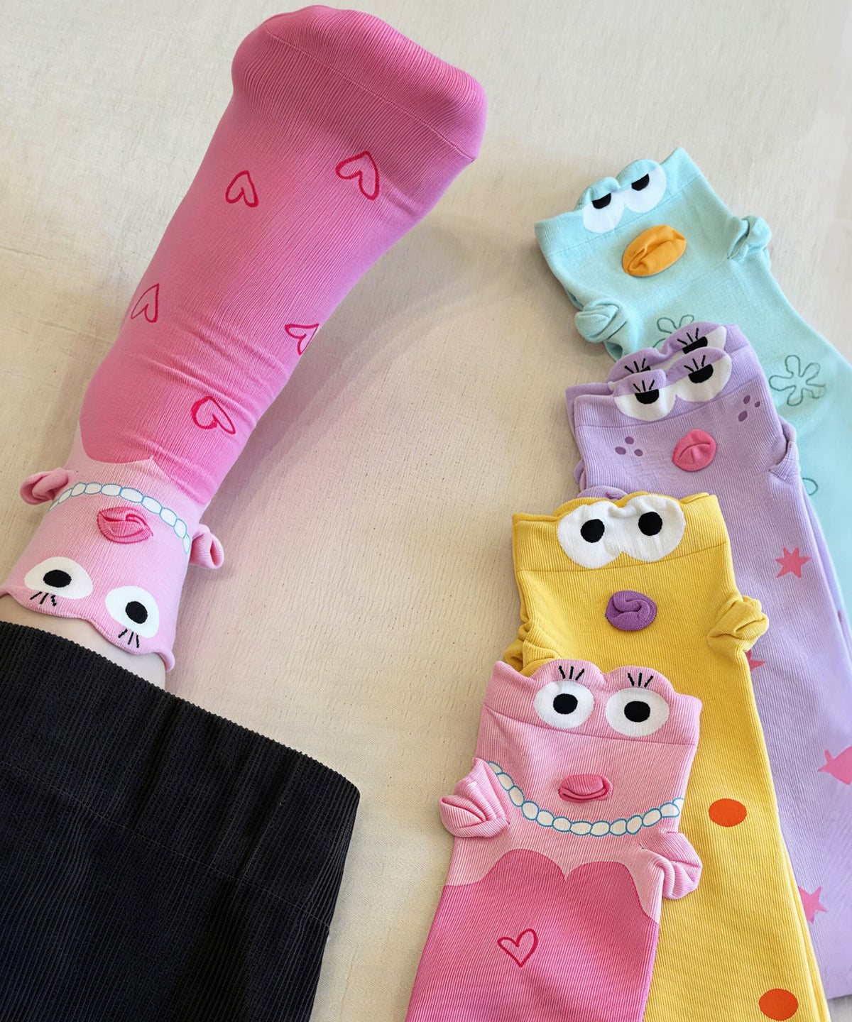 Casual Character Jacquard Cotton Crew Socks