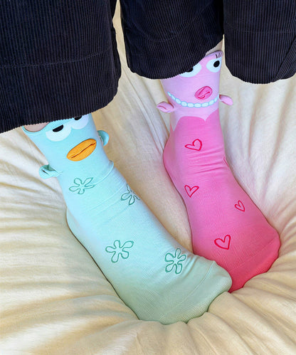 Casual Character Jacquard Cotton Crew Socks