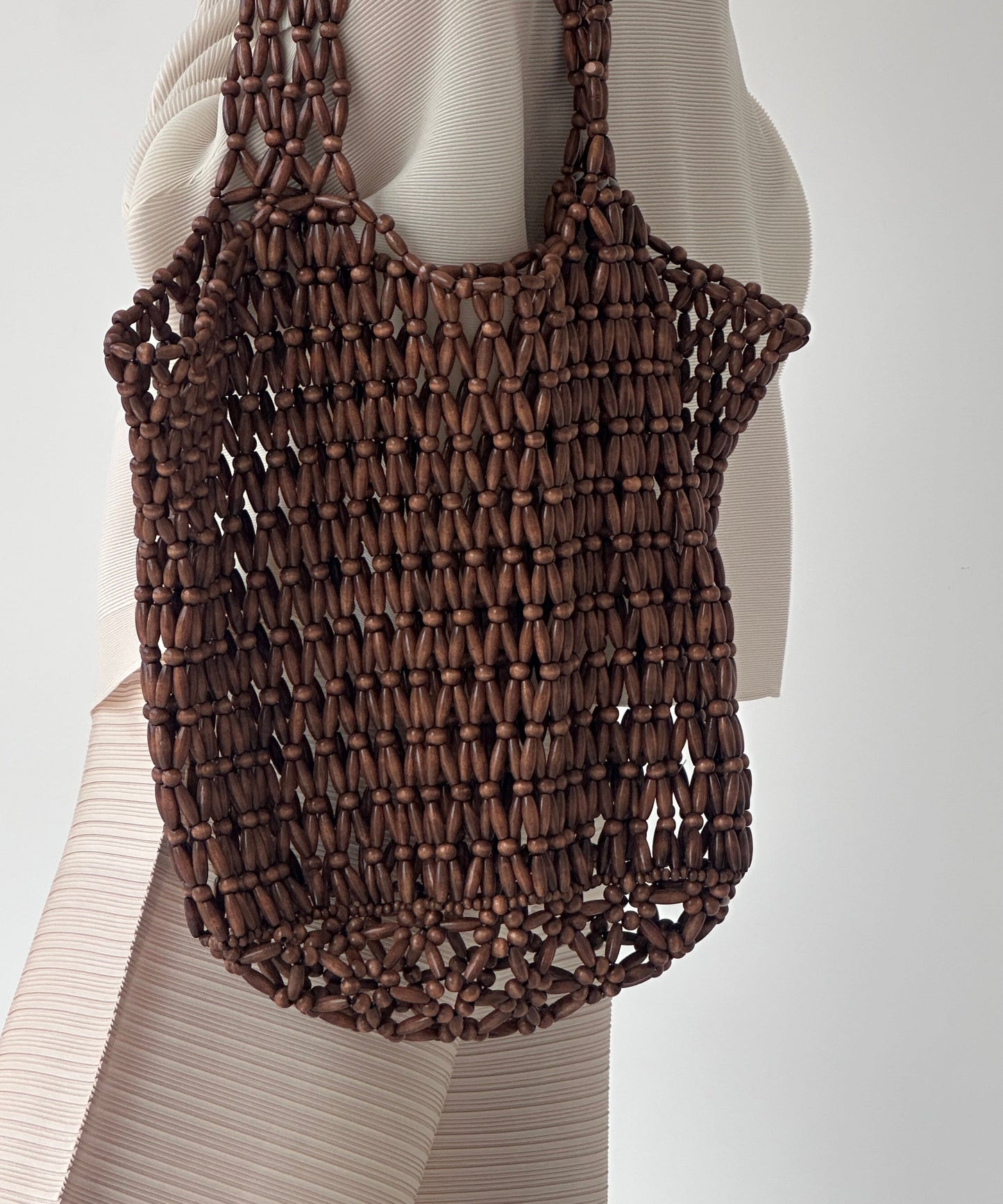 Casual Coffee Beading Weave Cut Out Shoulder Bag