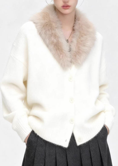Casual Coffee Fur Collar Solid Cotton Knit Coats Fall