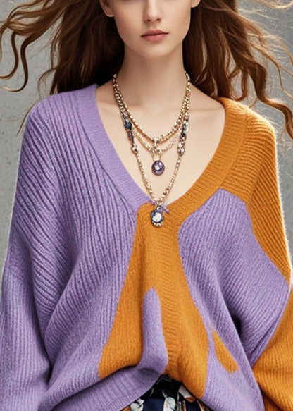 Casual Colorblock Oversized Cozy Sweaters Fall