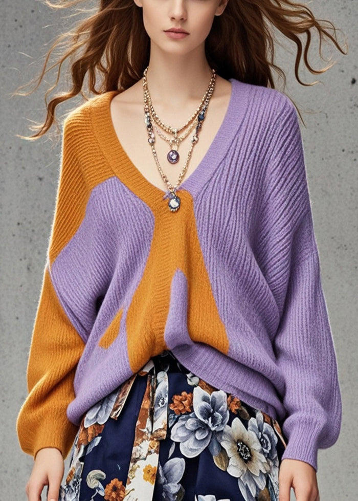 Casual Colorblock Oversized Cozy Sweaters Fall
