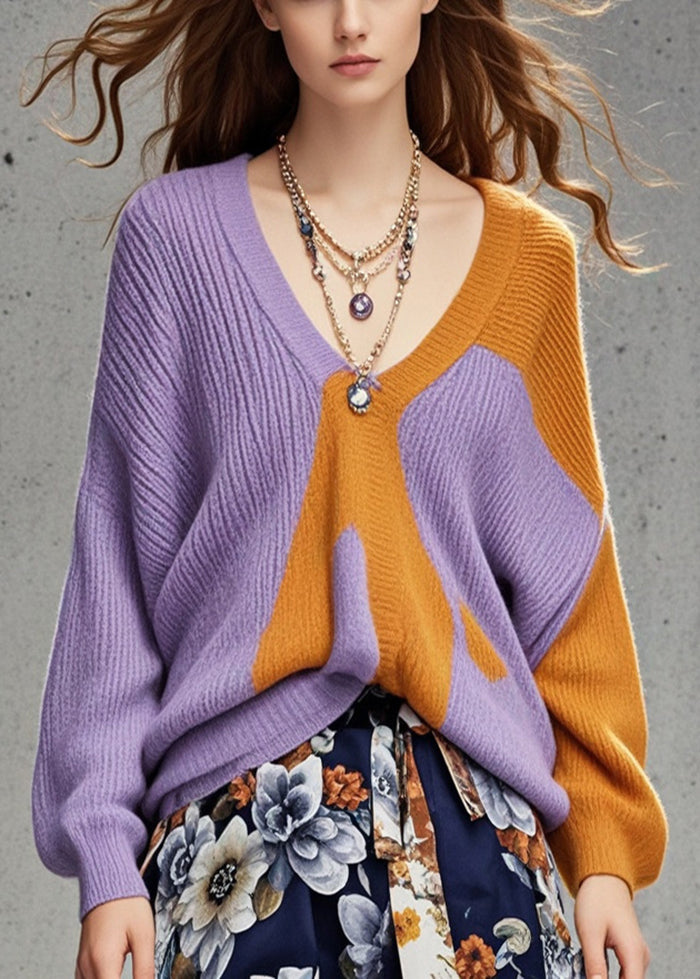 Casual Colorblock Oversized Cozy Sweaters Fall