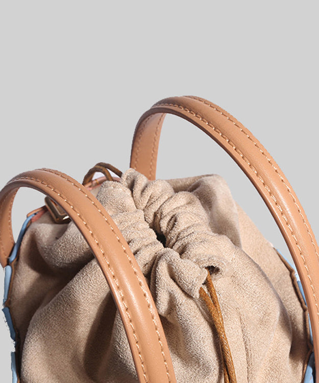 Casual Colorblock Striped Drawstring Faux Leather Versatile CrossBody Bag