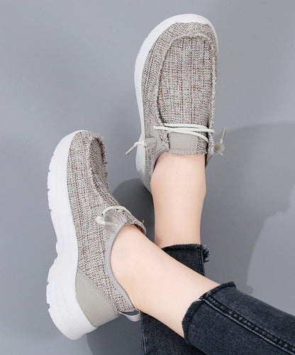Casual Comfy Blue Denim Fabric Flat Shoes Lace Up