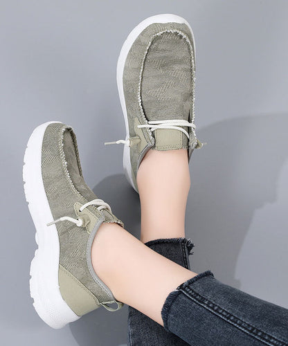 Casual Comfy Blue Denim Fabric Flat Shoes Lace Up