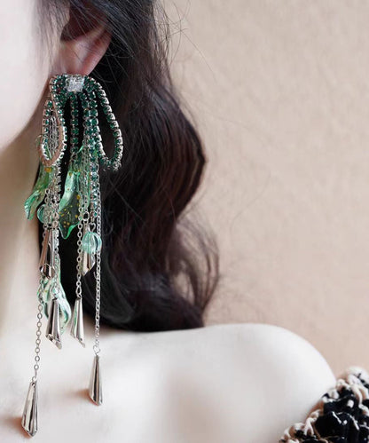 Casual Copper Acrylic Zircon Tassel Drop Earrings