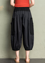 Load image into Gallery viewer, Casual Cozy Black Pockets Patchwork Cotton Lantern Pants Summer