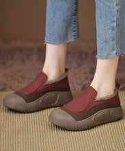 Load image into Gallery viewer, Casual Dark Green Platform Penny Loafers Faux Leather Fuzzy Wool Lined