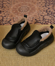 Load image into Gallery viewer, Casual Dark Green Platform Penny Loafers Faux Leather Fuzzy Wool Lined