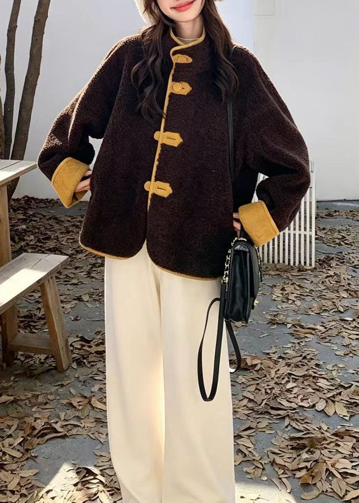 Casual Ginger Yellow Faux Suede Teddy Faux Fur Reversible Winter Coat Long Sleeve