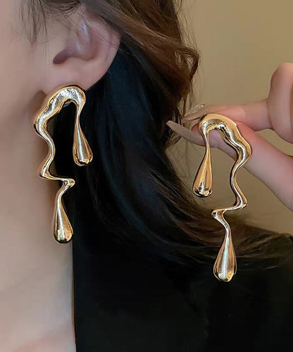 Casual Gold Alloy Asymmetrical Hoop Earrings