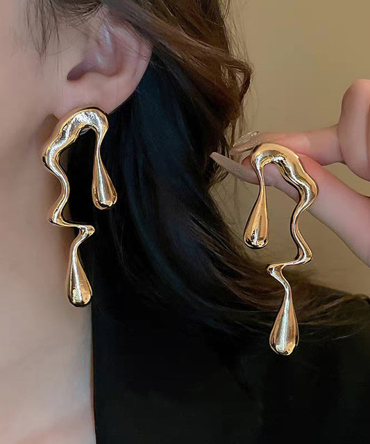 Casual Gold Alloy Asymmetrical Hoop Earrings