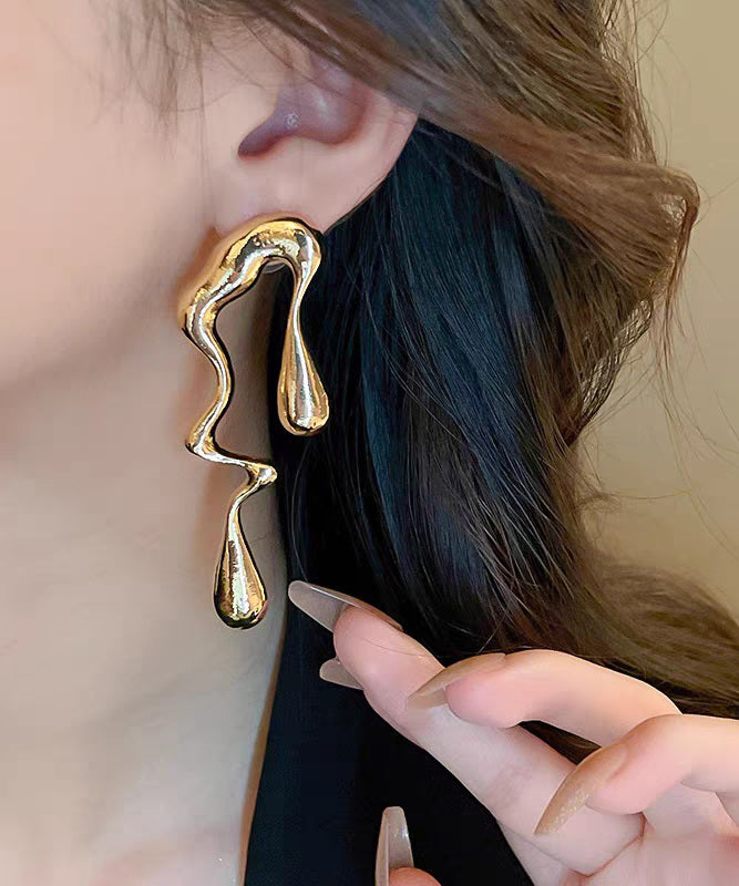 Casual Gold Alloy Asymmetrical Hoop Earrings