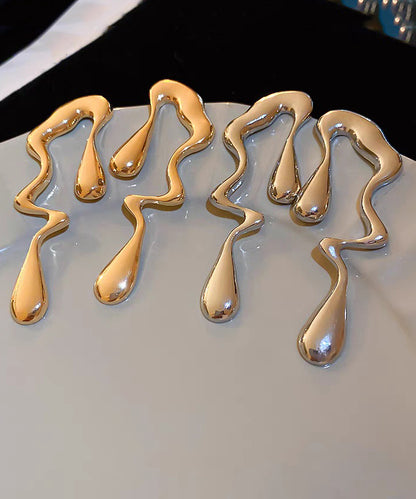 Casual Gold Alloy Asymmetrical Hoop Earrings