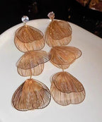 Casual Gold Sterling Silver Overgild Zircon Hollow Out Floral Drop Earrings