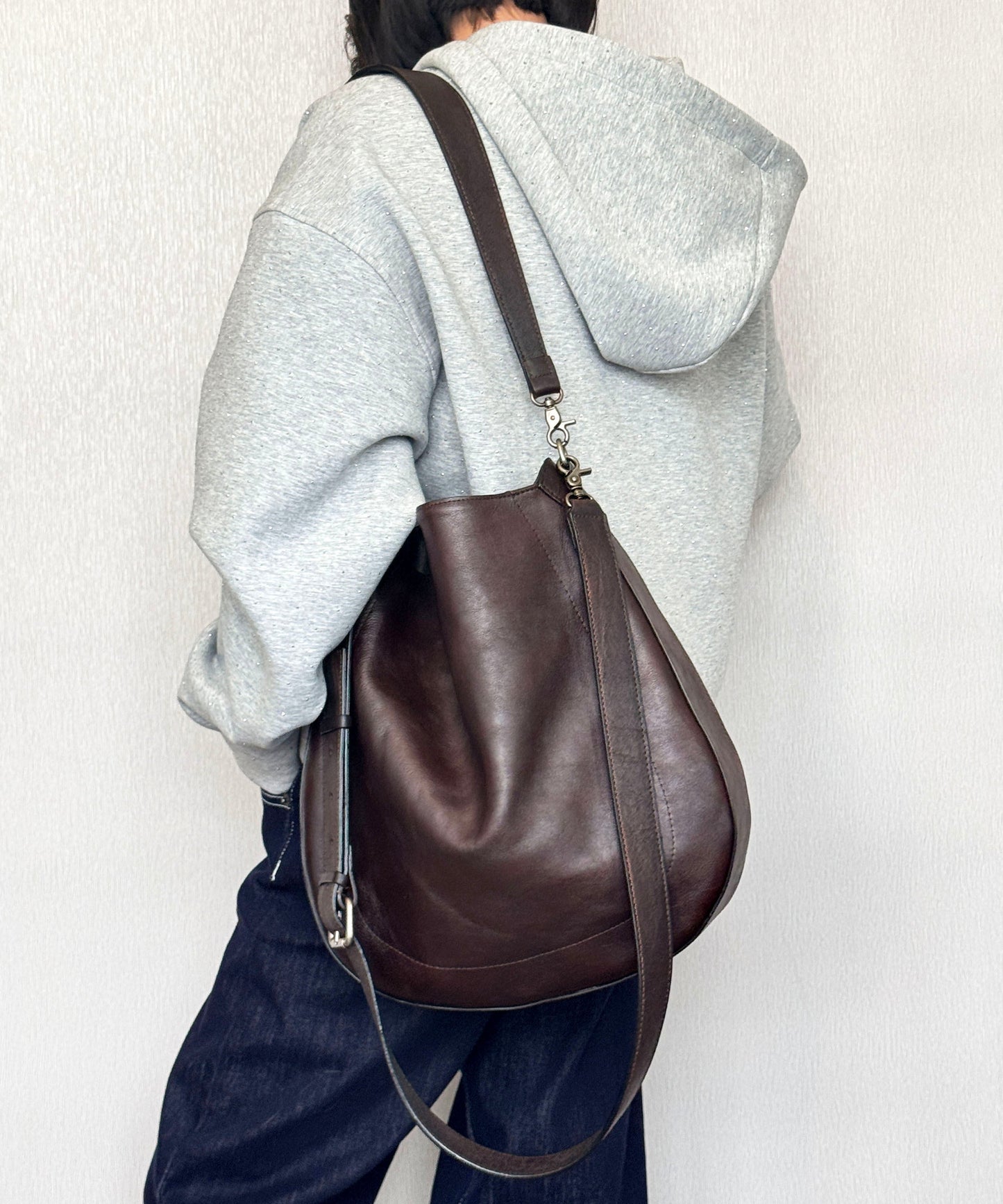 Casual Green Calf Leather Large Capacity Shoulder Bag