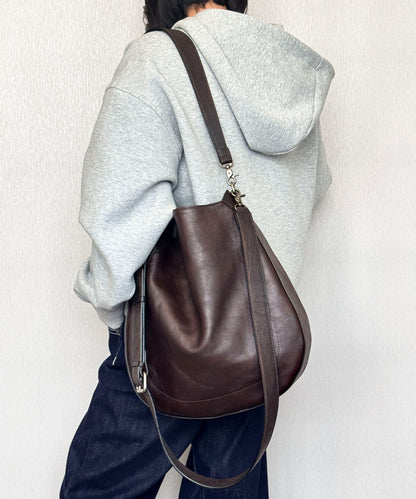Casual Green Calf Leather Large Capacity Shoulder Bag