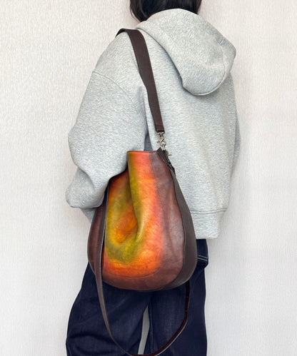 Casual Green Calf Leather Large Capacity Shoulder Bag