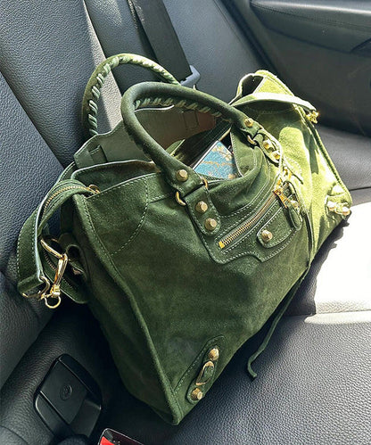 Casual Green Large Capacity Suede Tote Handbag