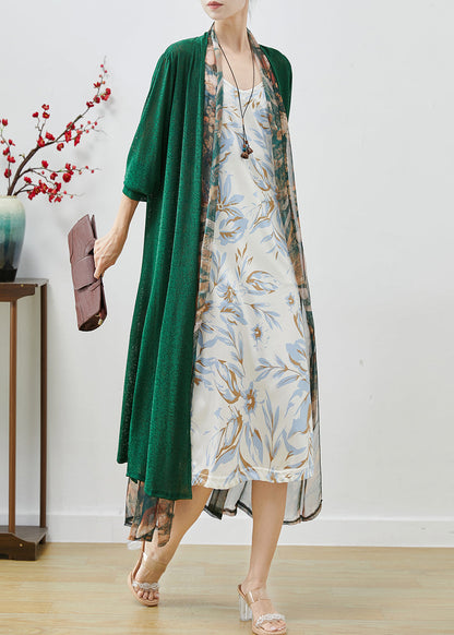 Casual Green Oversized Patchwork Chiffon Loose Coat Spring