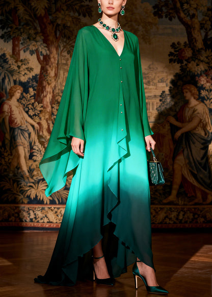 Casual Green Oversized Rhinestone Chiffon Holiday Dress Summer