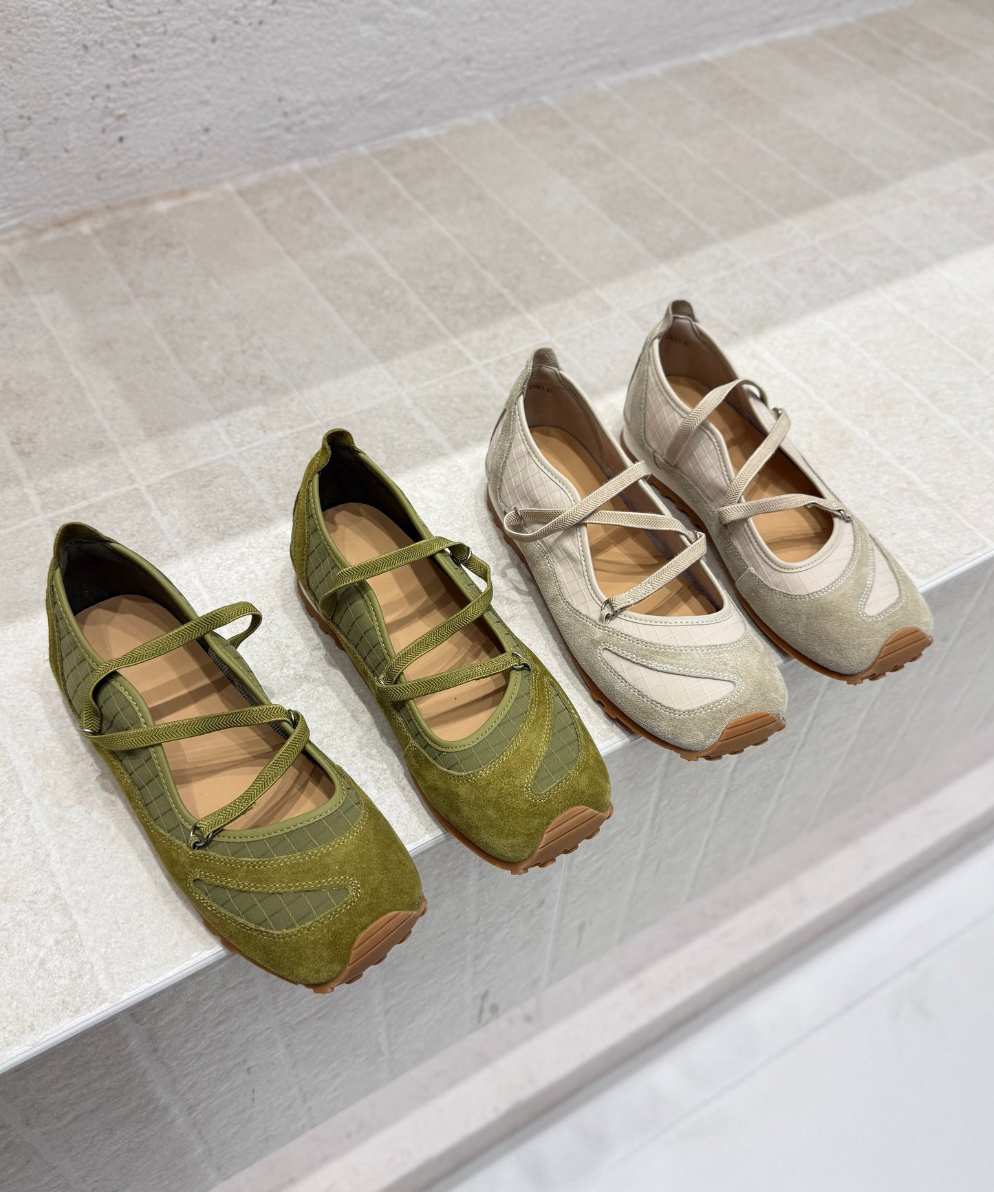 Casual Green Suede Flat Shoes Splicing Cross Strap