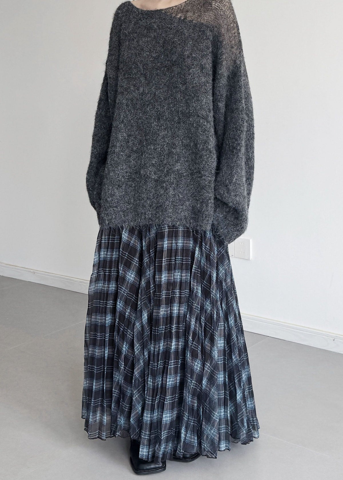 Casual Grey Asymmetrical Hollow Out Knit Sweater Winter