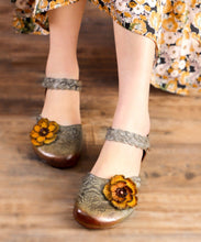 Load image into Gallery viewer, Casual Grey Buckle Strap Embossed Sandals