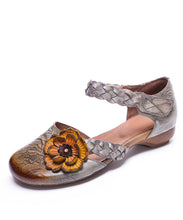 Load image into Gallery viewer, Casual Grey Buckle Strap Embossed Sandals
