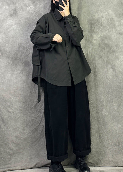 Casual Grey Oversized Patchwork Cotton Top Fall