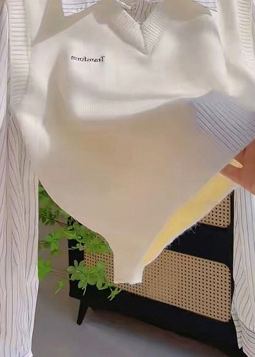 Casual Grey Peter Pan Collar False Two Pieces Patchwork Knit Tops Spring