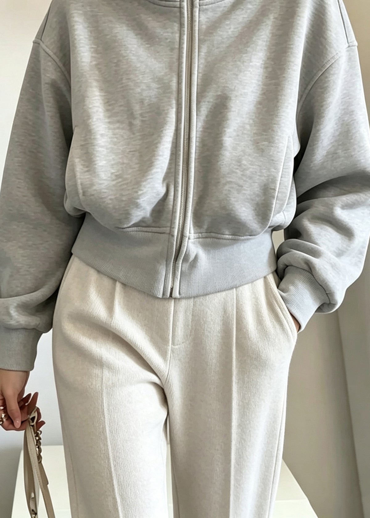 Casual Grey Zippered Patchwork Solid Hooded Coats Fall