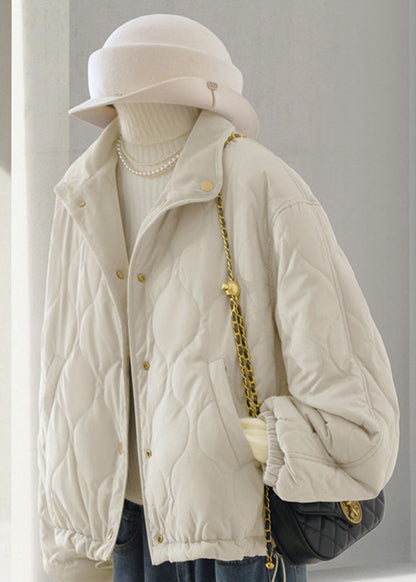 Casual Haze Blue Stand Collar Reversible Quilted Corduroy Cotton Filled Coats Winter