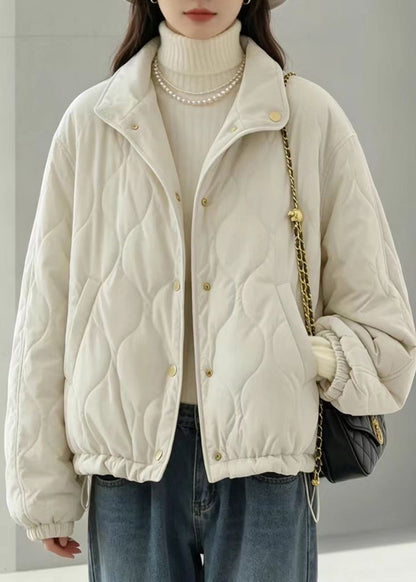 Casual Haze Blue Stand Collar Reversible Quilted Corduroy Cotton Filled Coats Winter