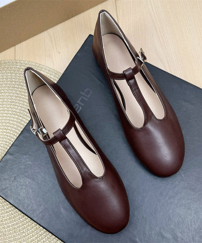 Casual Hollow Out Splicing Chocolate Flats Faux Leather