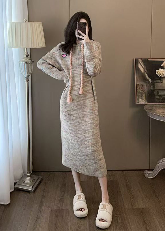 Casual Hooded Loose Knit Sweaters Dress Winter