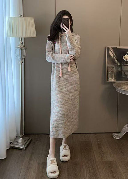 Casual Hooded Loose Knit Sweaters Dress Winter
