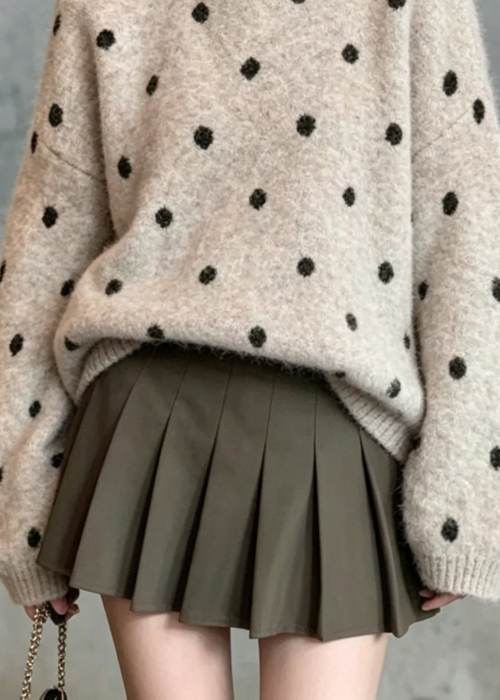 Casual Khaki O Neck Thick Print Knit Pullover Fall