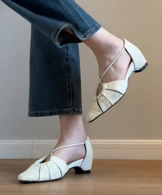 Casual Khaki Sandals Hollow Out Chunky Sandals
