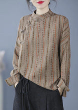 Load image into Gallery viewer, Casual Khaki Striped Print Button Top Spring