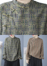 Load image into Gallery viewer, Casual Khaki Striped Print Button Top Spring