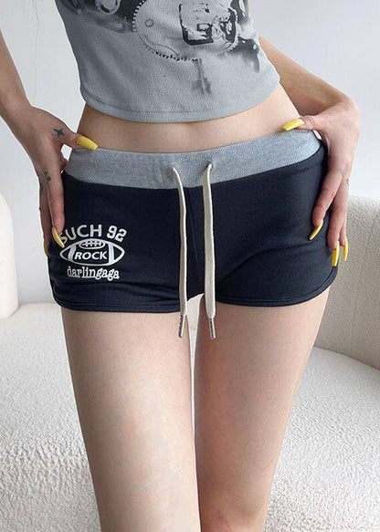 Casual Letter Printed Lace Up Workout Gym Shorts Running Shorts