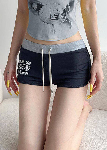 Casual Letter Printed Lace Up Workout Gym Shorts Running Shorts