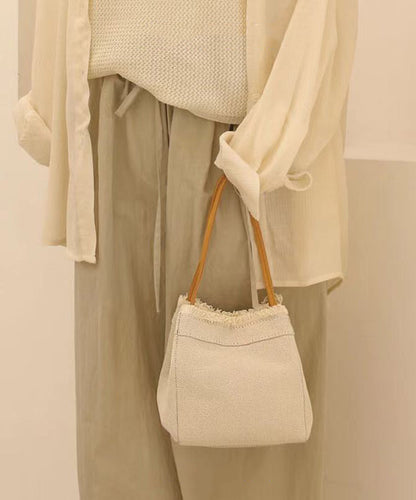 Casual Light Blue Denim Splicing Tassel Bucket Bag