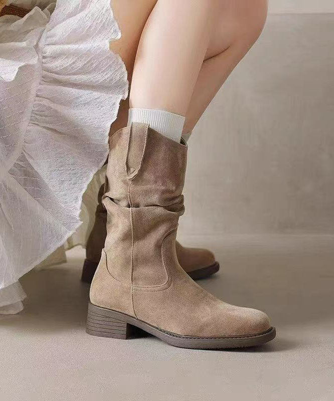 Casual Light Camel Faux Leather Boots