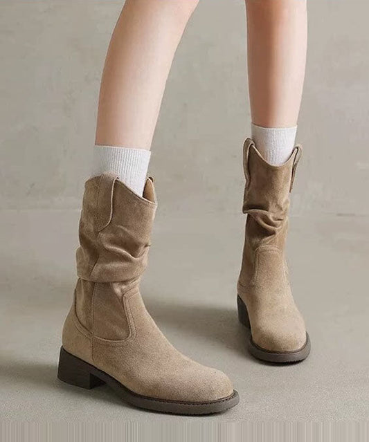 Casual Light Camel Faux Leather Boots